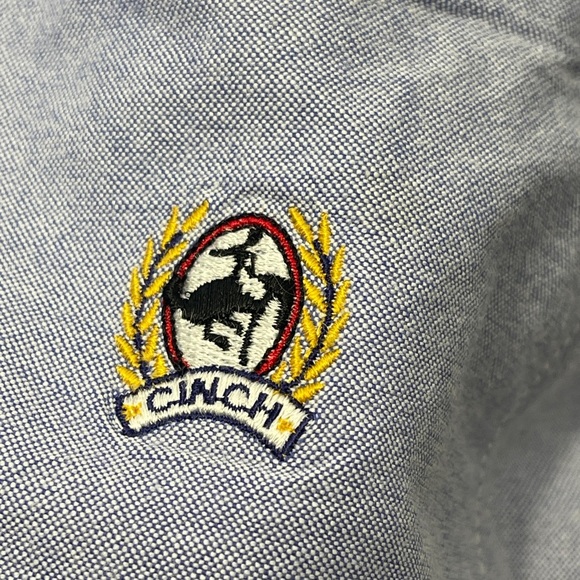 Cinch Blue Heavywight Long Sleeve Button Up Logo Western Cowboy Shirt Size XXL - Picture 5 of 7